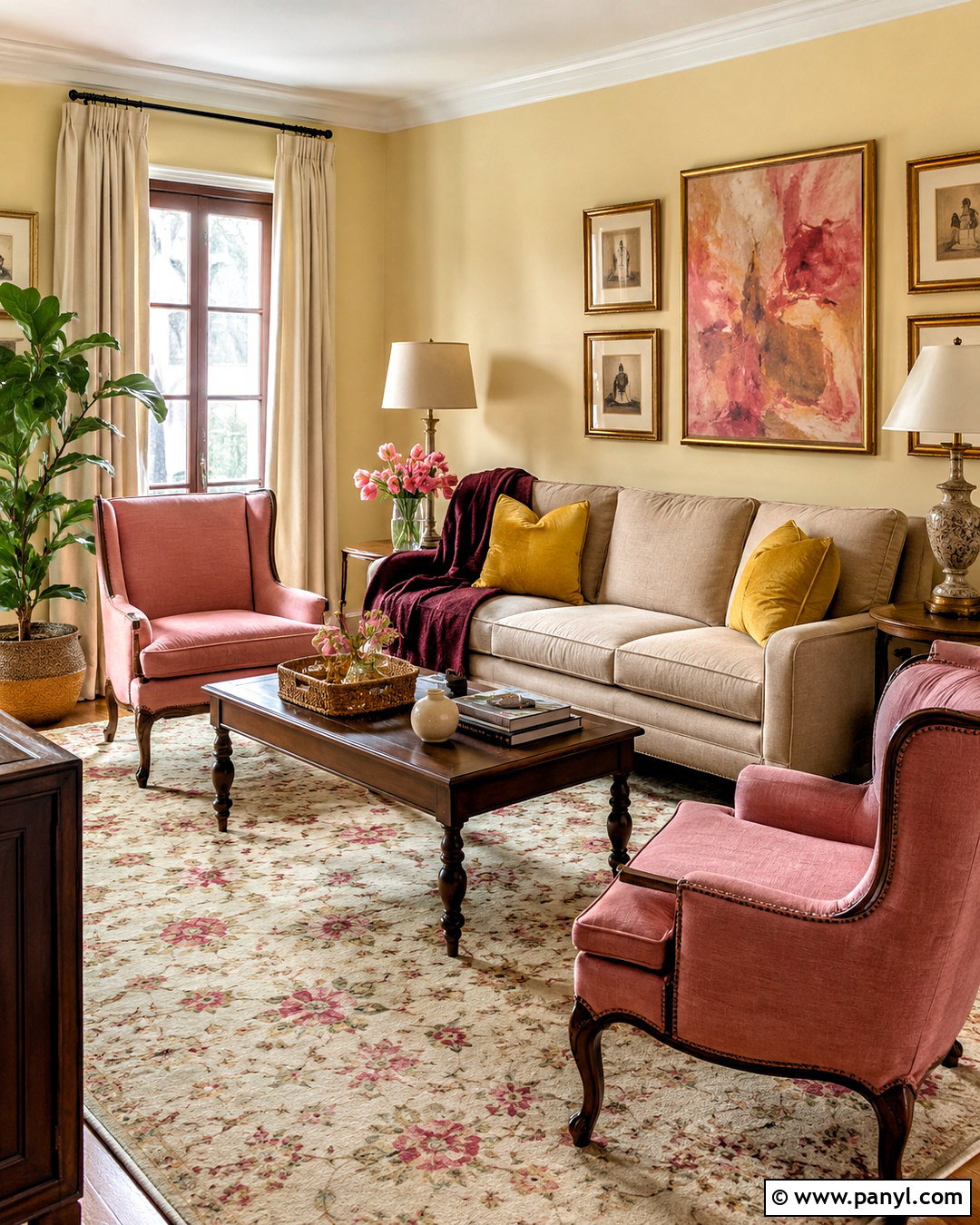 Pale Yellow Living Room With Pink Accents - 20 pale yellow living room ideas