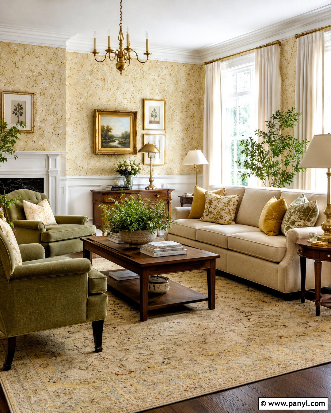 Pale Yellow Living Room With Wallpaper - 20 pale yellow living room ideas