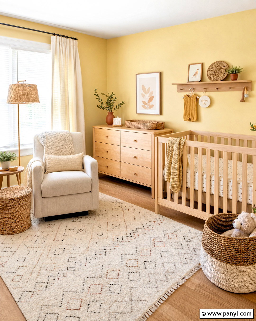 Pale Yellow Nursery With Natural Wood - 20 yellow nursery ideas
