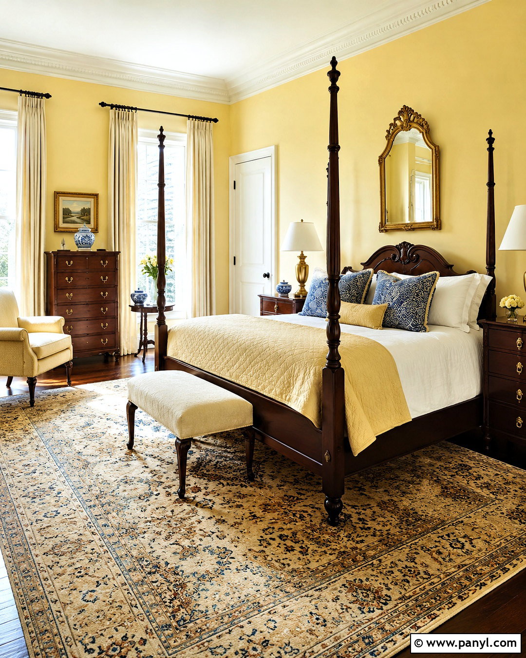 Pale Yellow Traditional Bedroom With Brass - 20 pale yellow bedrooms
