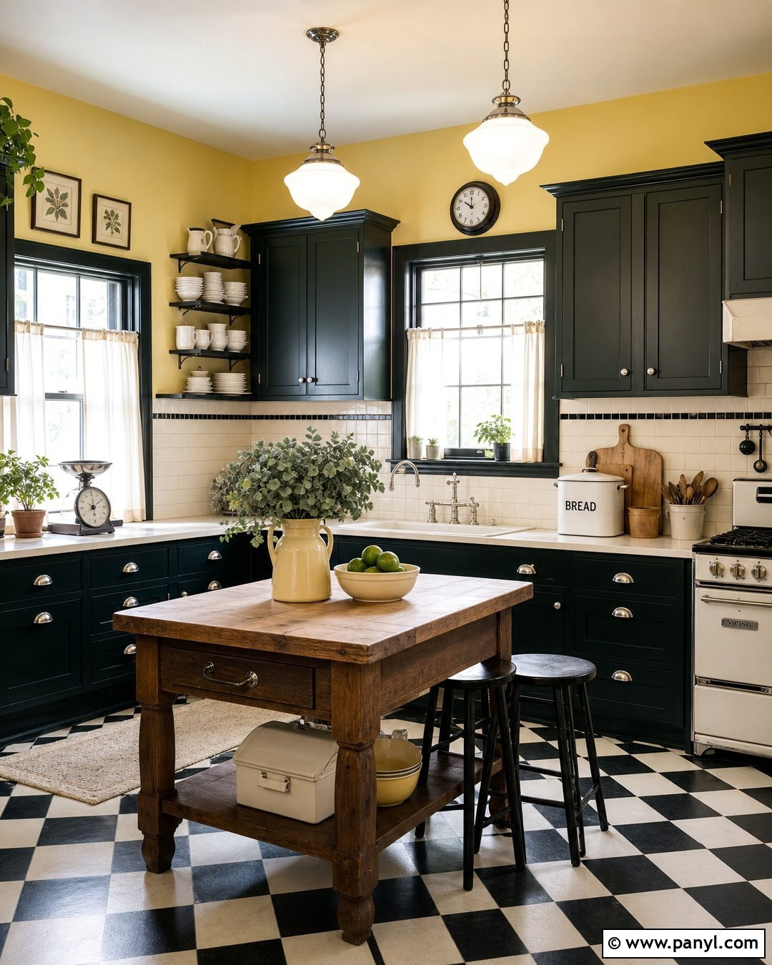 Pale Yellow Vintage Kitchen With Dark Cabinets - 20 Pale Yellow Kitchen Walls With Dark Cabinets
