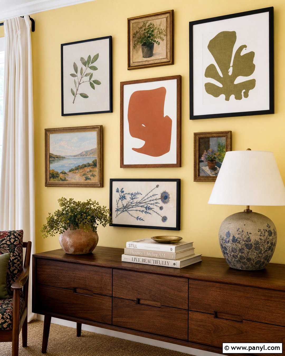 Pale Yellow Walls With A Gallery Wall - 35 Pale Yellow Walls