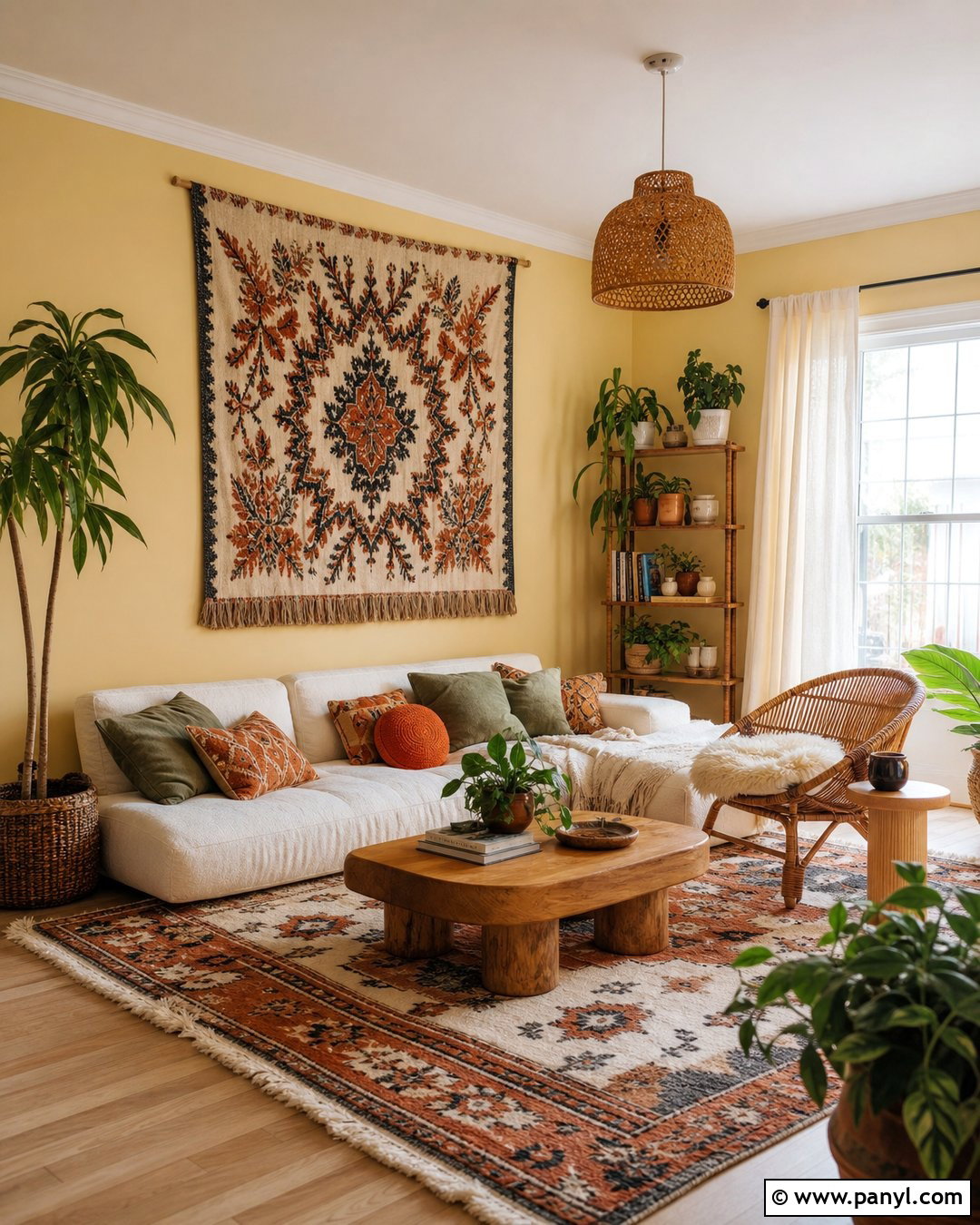Pale Yellow Walls With Boho Decor - 35 Pale Yellow Walls