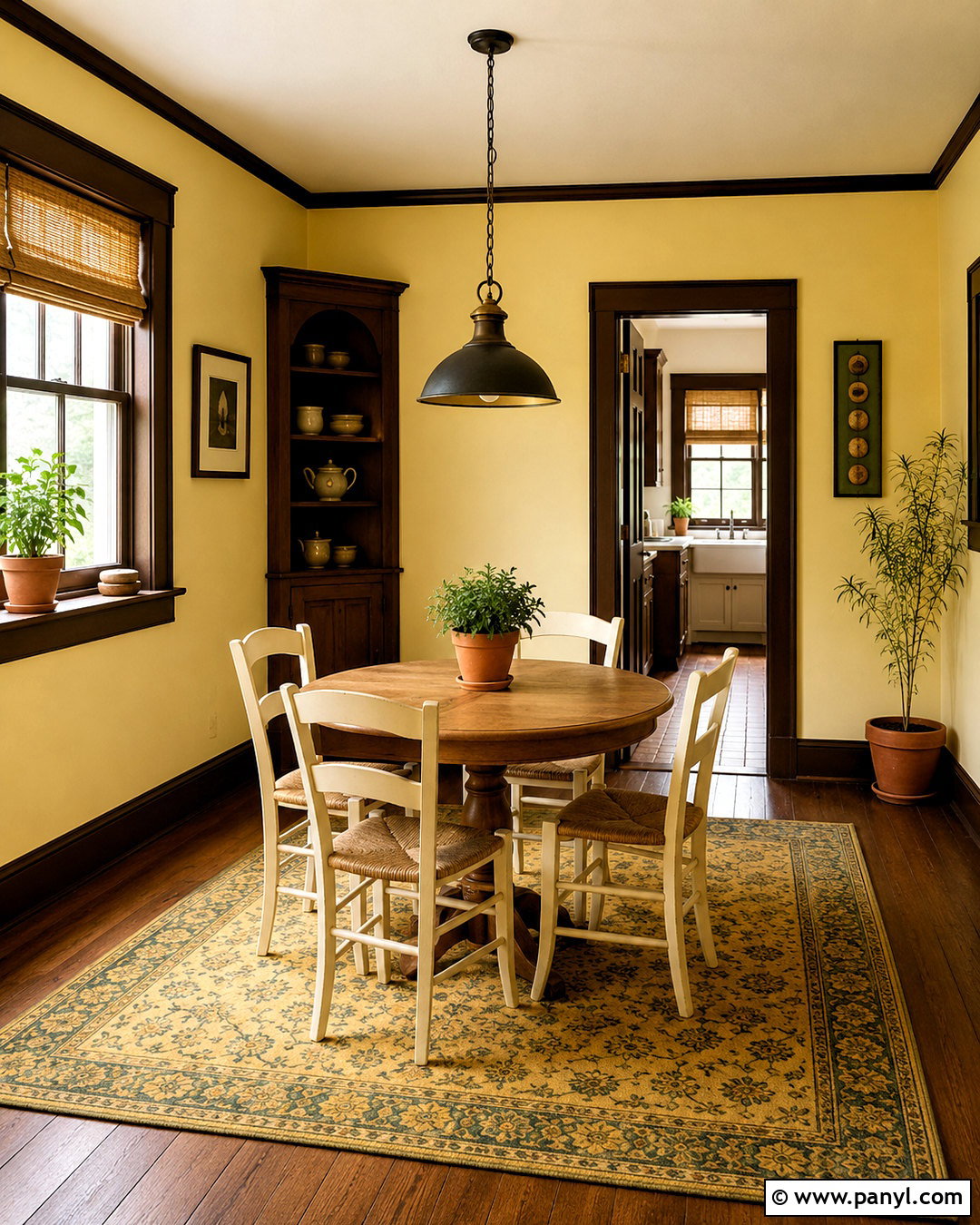 Pale Yellow Walls With Dark Brown Trim - 40 Light Walls With Dark Trim Ideas