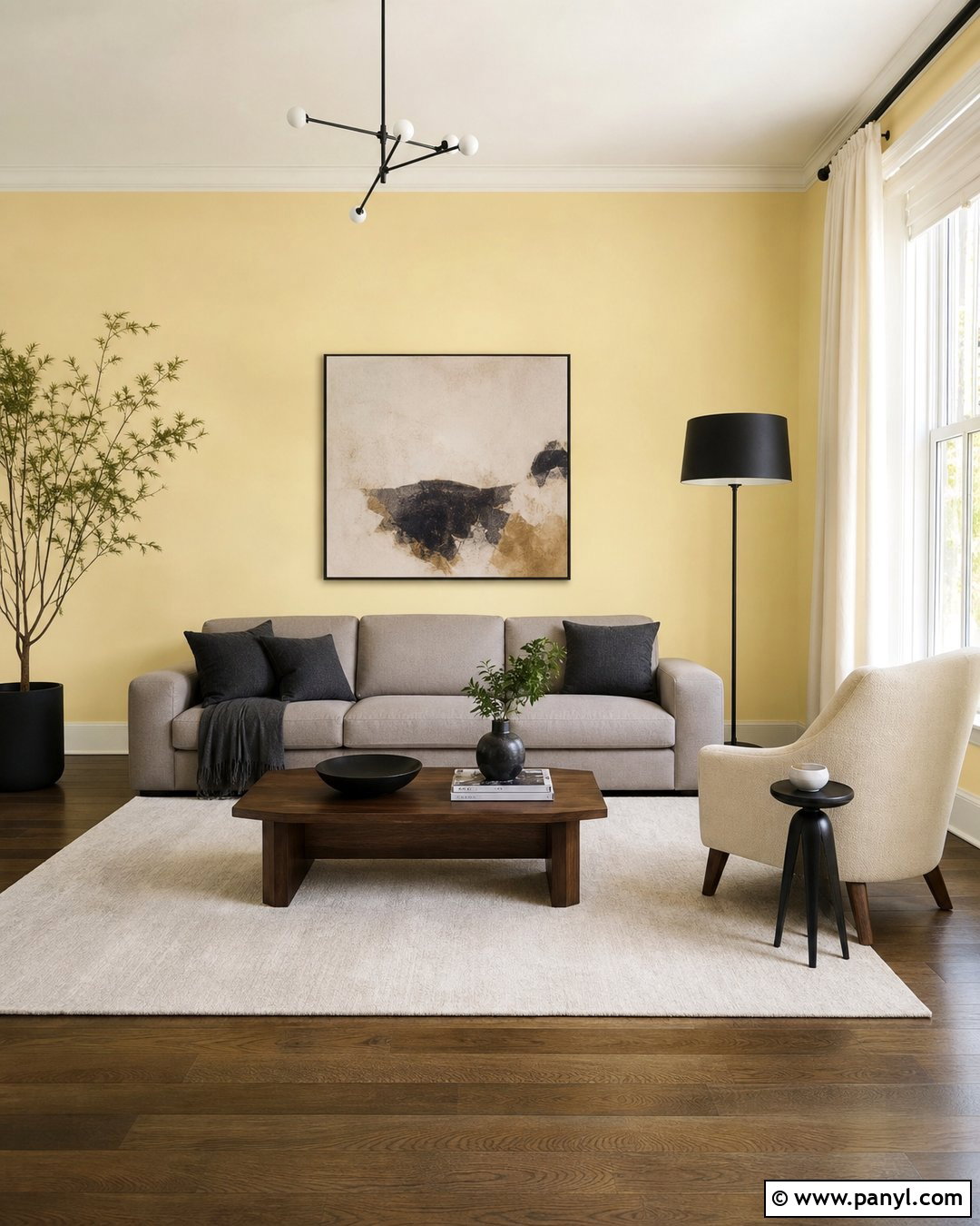 Pale Yellow Walls With Gray Furniture - 35 Pale Yellow Walls