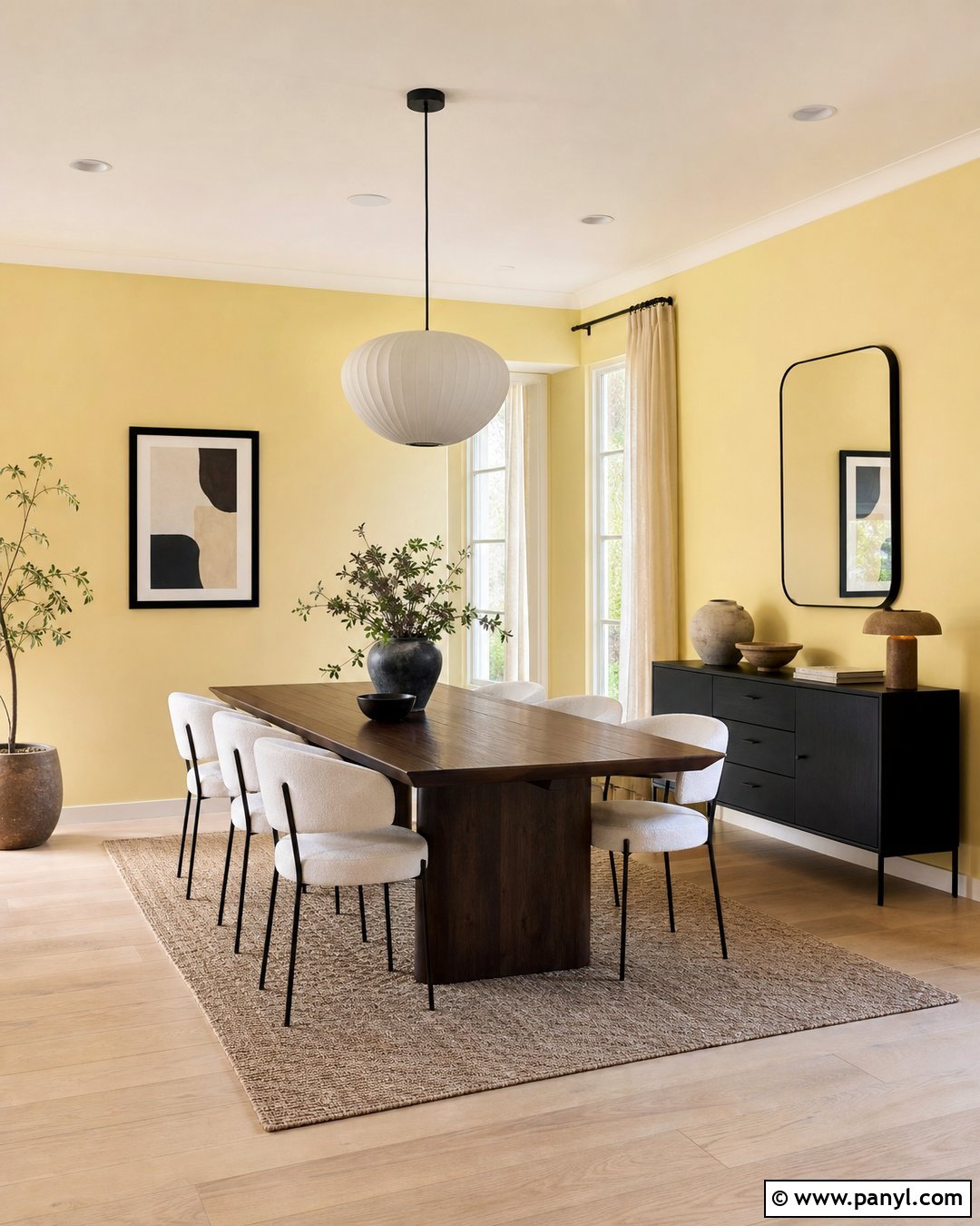 Pale Yellow Walls With Natural Wood - 35 Pale Yellow Walls