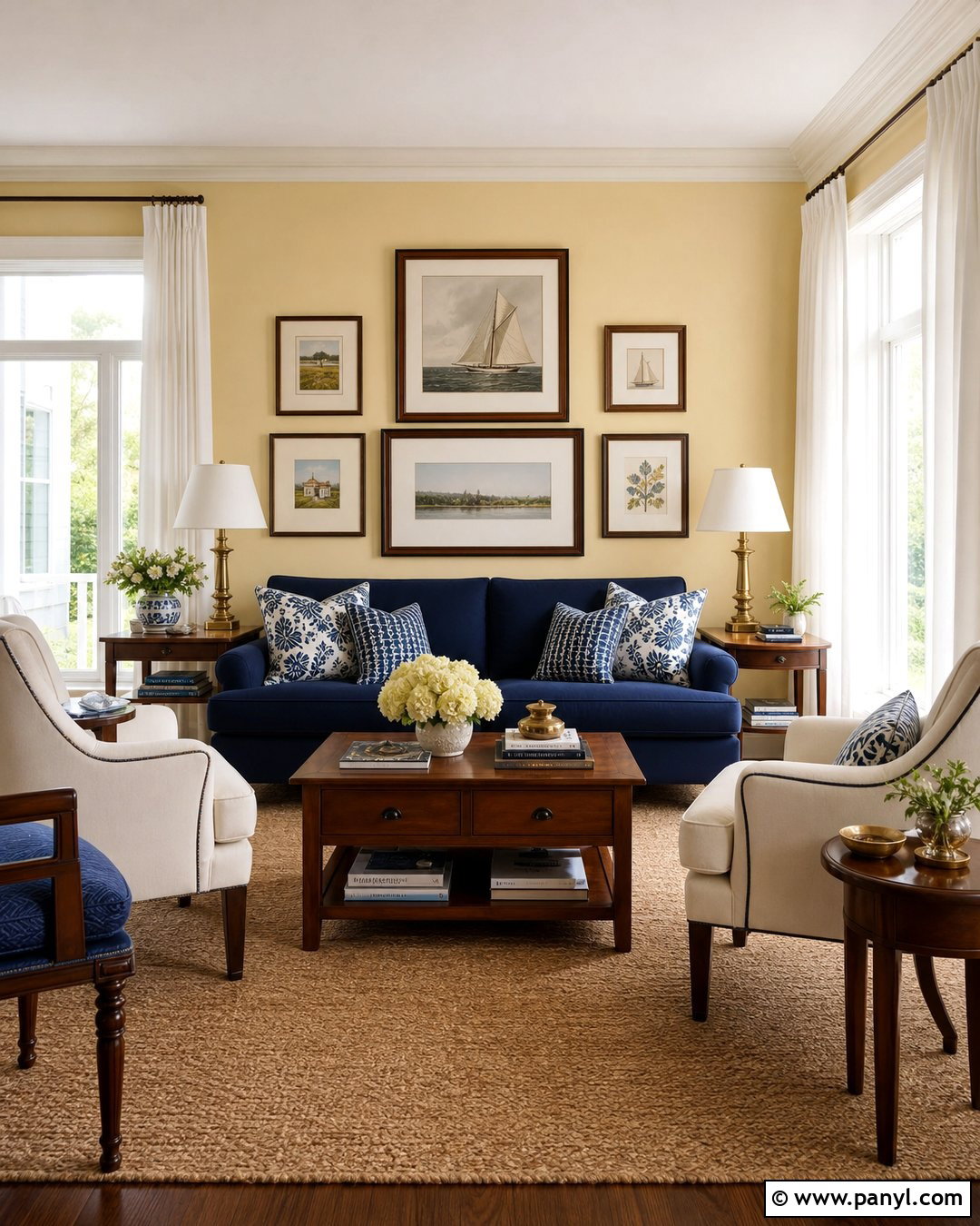 Pale Yellow Walls With Navy Blue - 35 Pale Yellow Walls