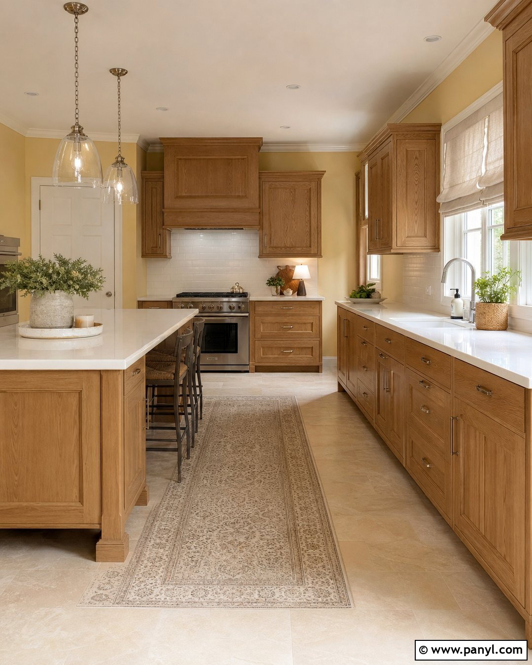 Pale Yellow Walls With Oak Cabinets - 30 Yellow Walls Kitchen Ideas