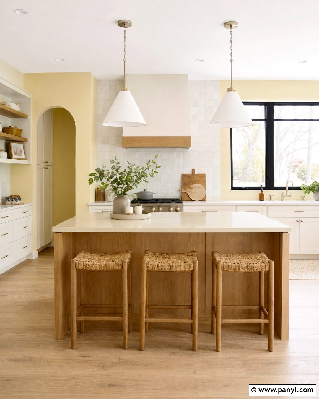 Pale Yellow Walls With Oak Kitchen Island - 20 Modern Kitchen With Island And Yellow Walls