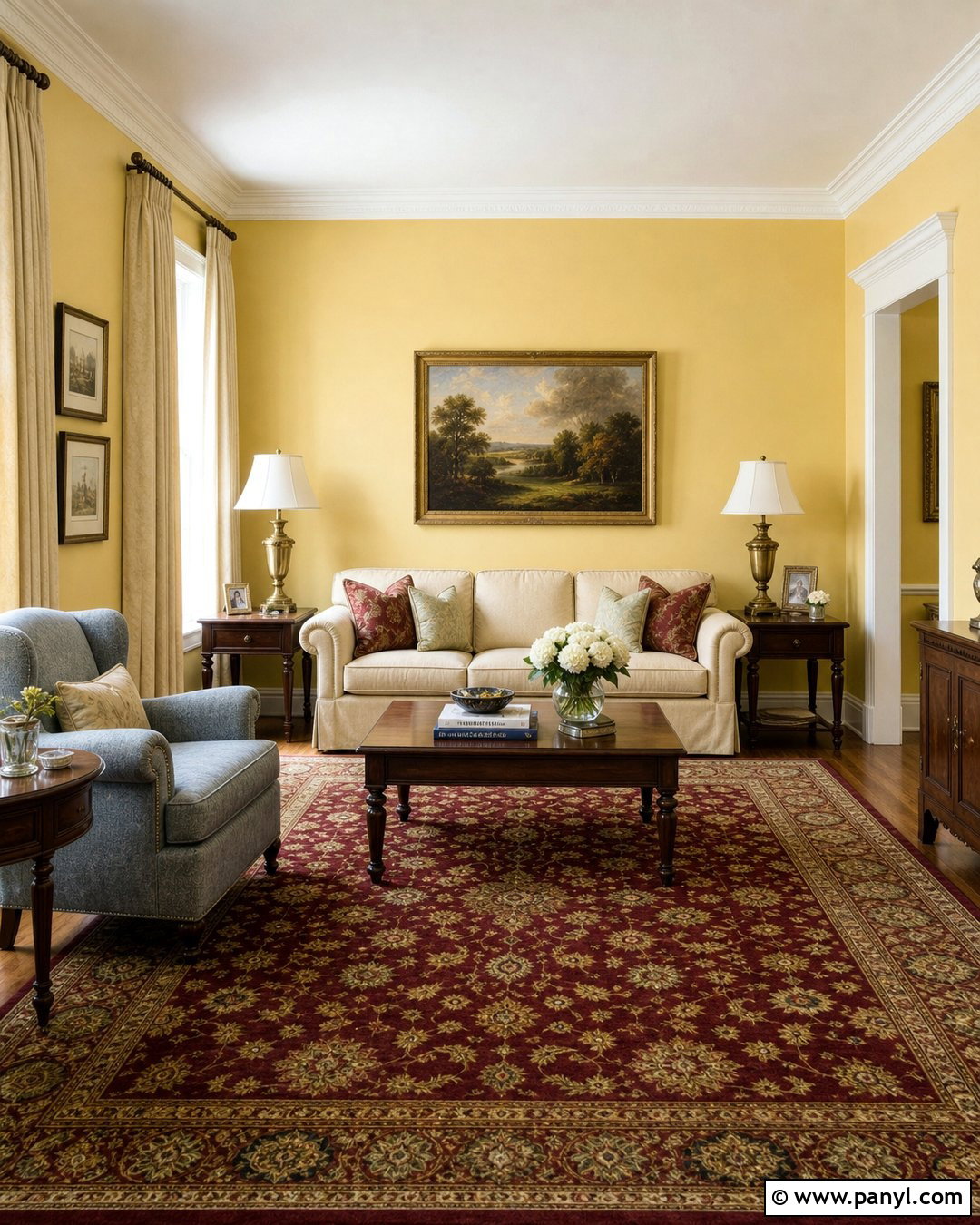 Pale Yellow Walls With Traditional Furniture - 35 Pale Yellow Walls