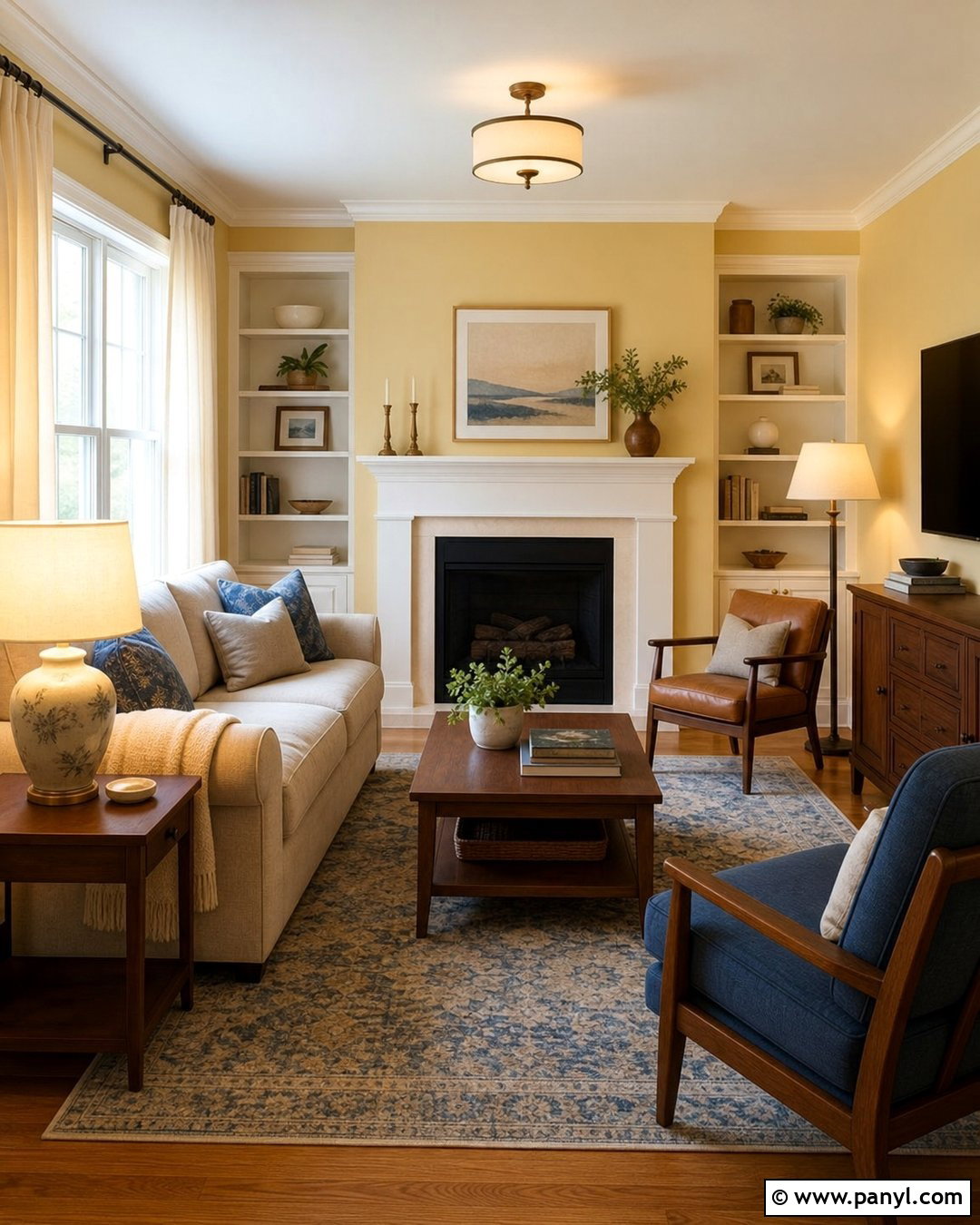 Pale Yellow Walls With Warm Lighting - 35 Pale Yellow Walls