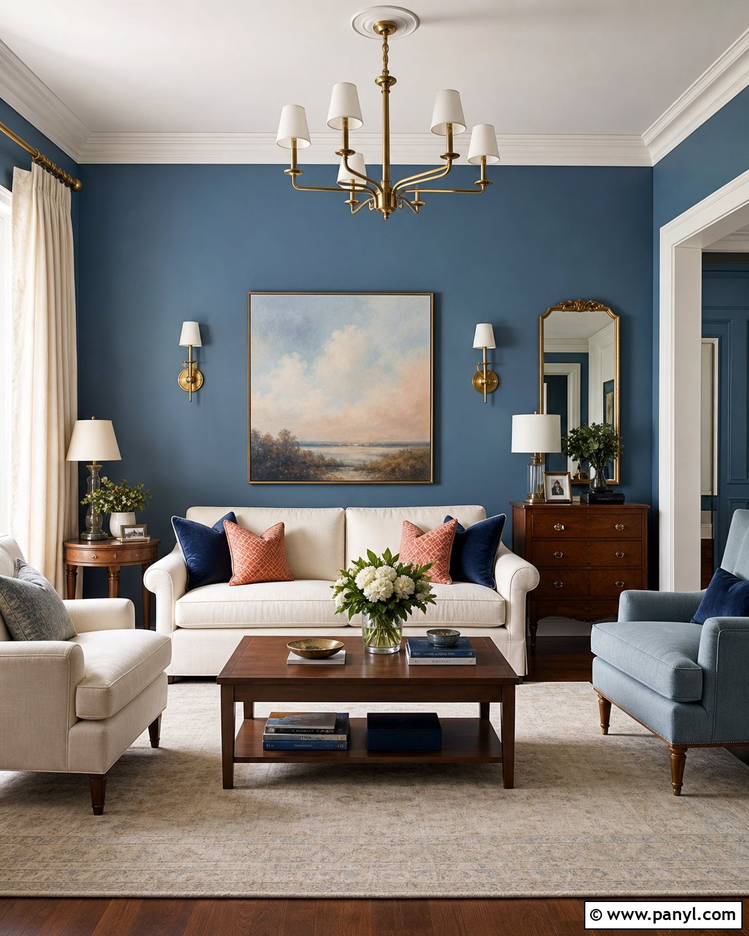 Palladian Blue Walls With Brass Accents - 20 Palladian Blue Walls