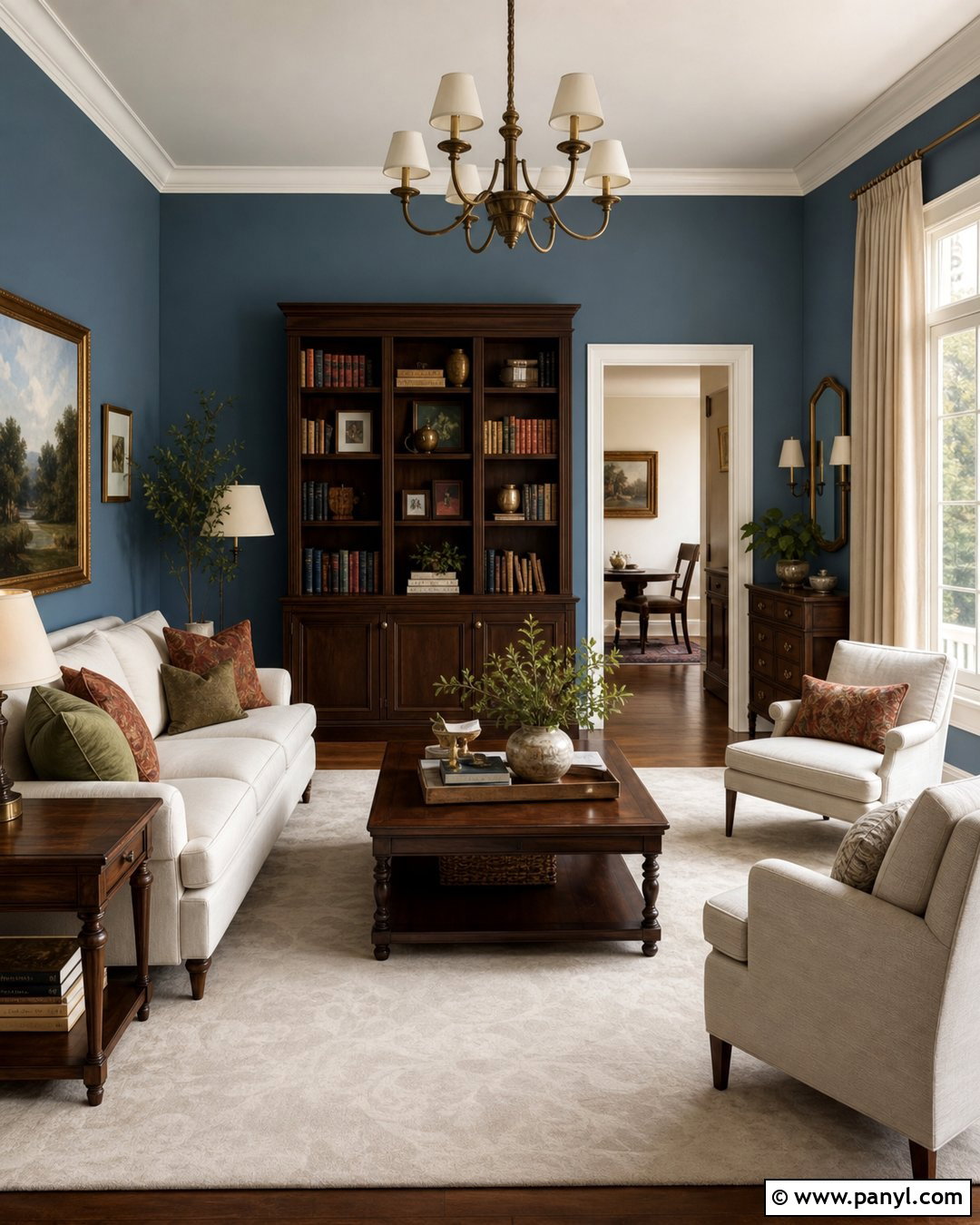 Palladian Blue Walls With Dark Wood - 20 Palladian Blue Walls