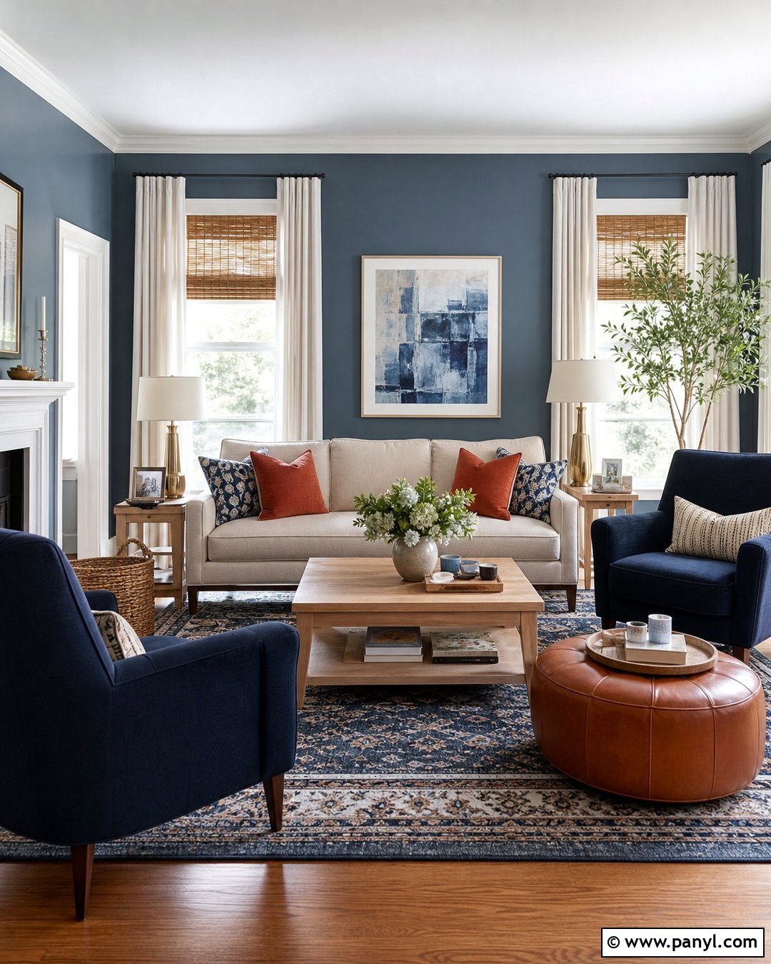 Palladian Blue Walls With Navy Accents - 20 Palladian Blue Walls