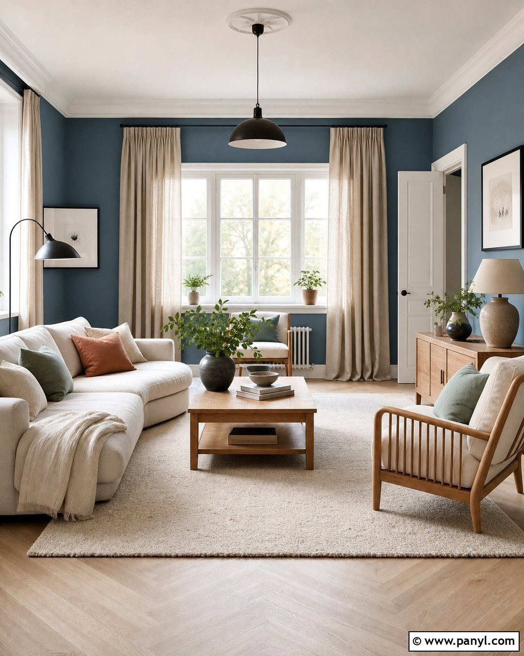 Palladian Blue Walls With Oak Furniture - 20 Palladian Blue Walls
