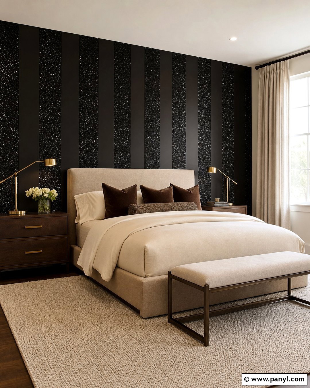 Paneled Black Glitter Wall - 30 black glitter wall ideas