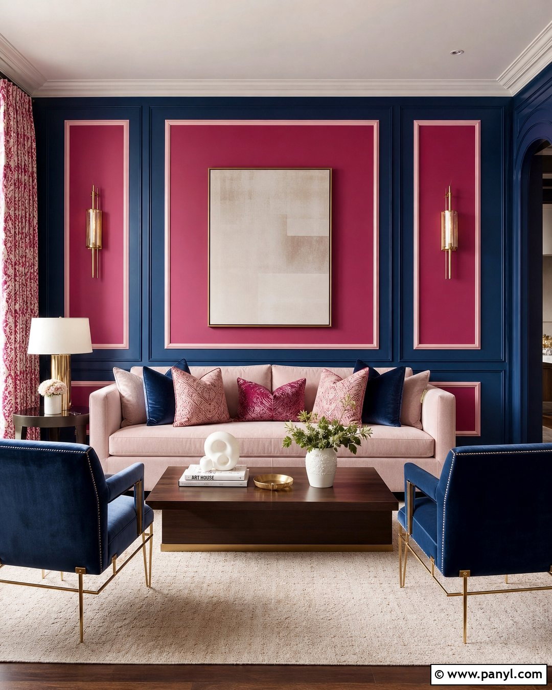 Paneled Pink Blue Fuchsia Wall - 20 pink blue fuchsia wall ideas