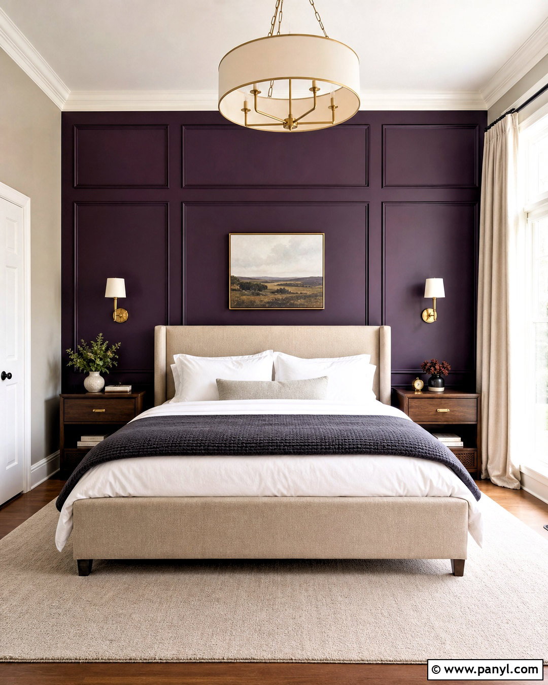 Paneled Purple Wall Bedroom - 20 purple wall design ideas