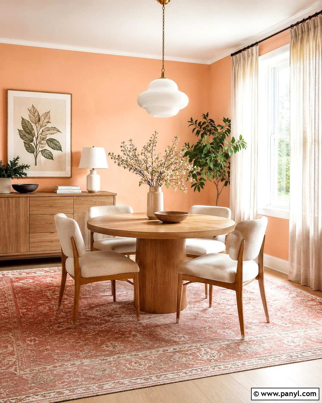Pantone Peach Fuzz Dining Room - 20 Pantone Wall Colors