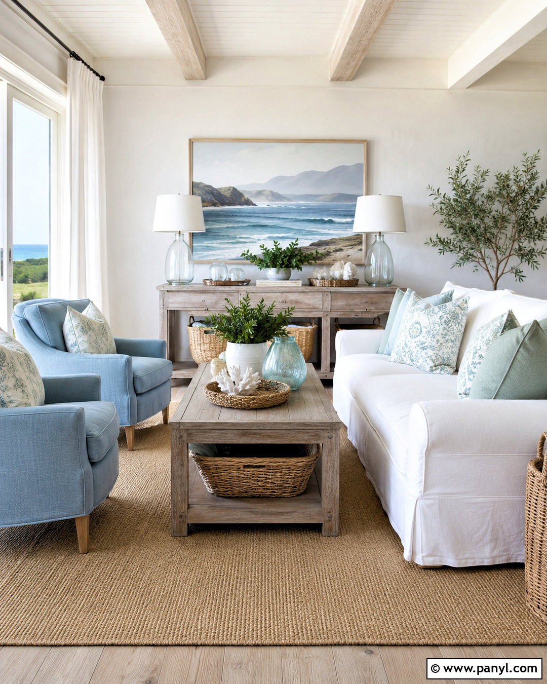 Paper White Coastal Living Room - 20 paper white benjamin moore ideas