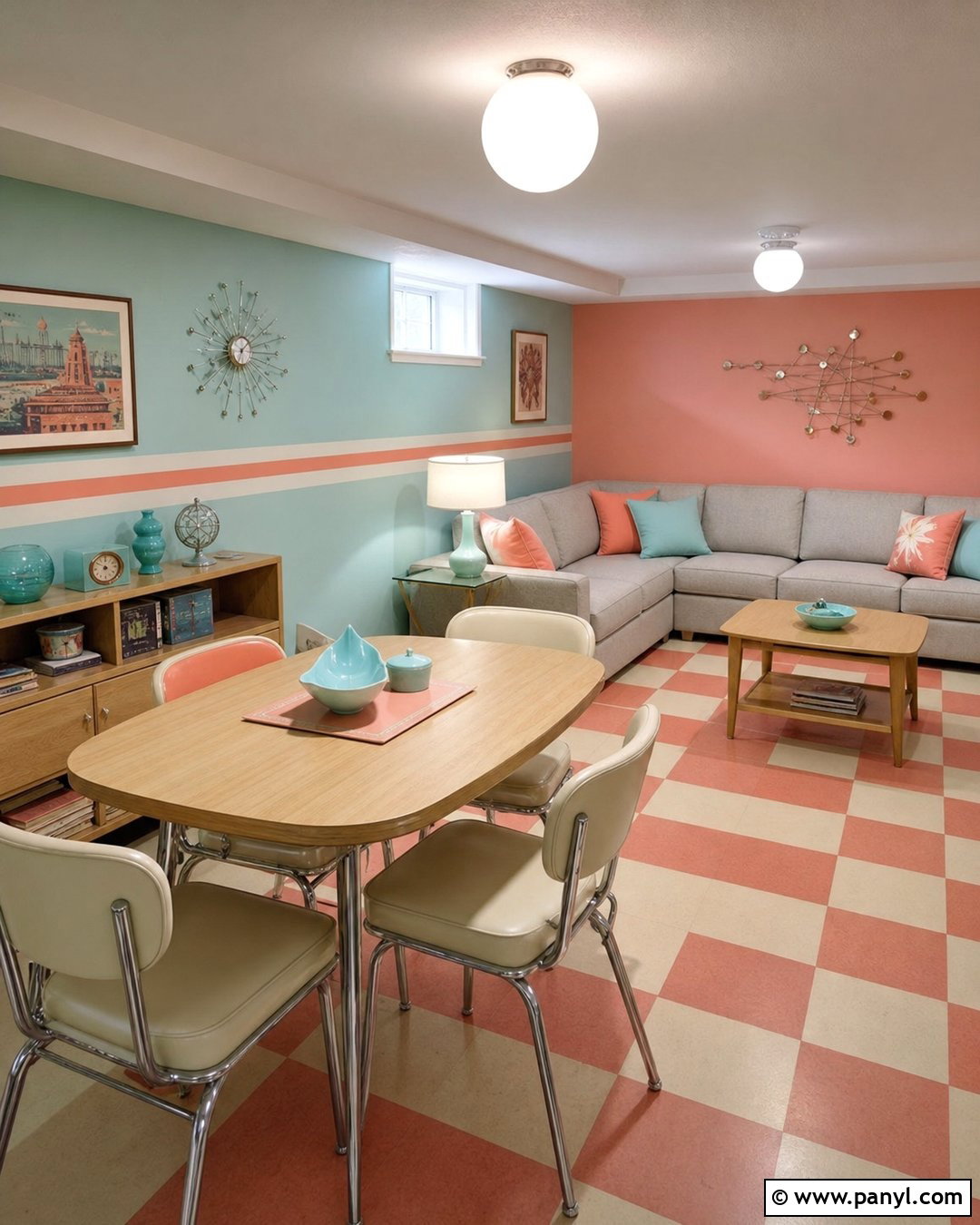 Pastel 1950s Basement Wall Paint - 30 retro wall paint ideas