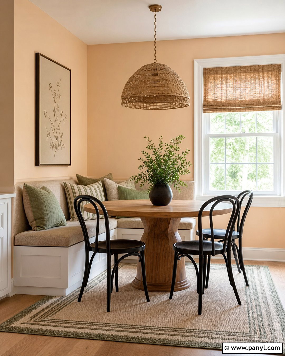 Pastel Apricot Breakfast Nook - 35 Pastel Wall Color Ideas