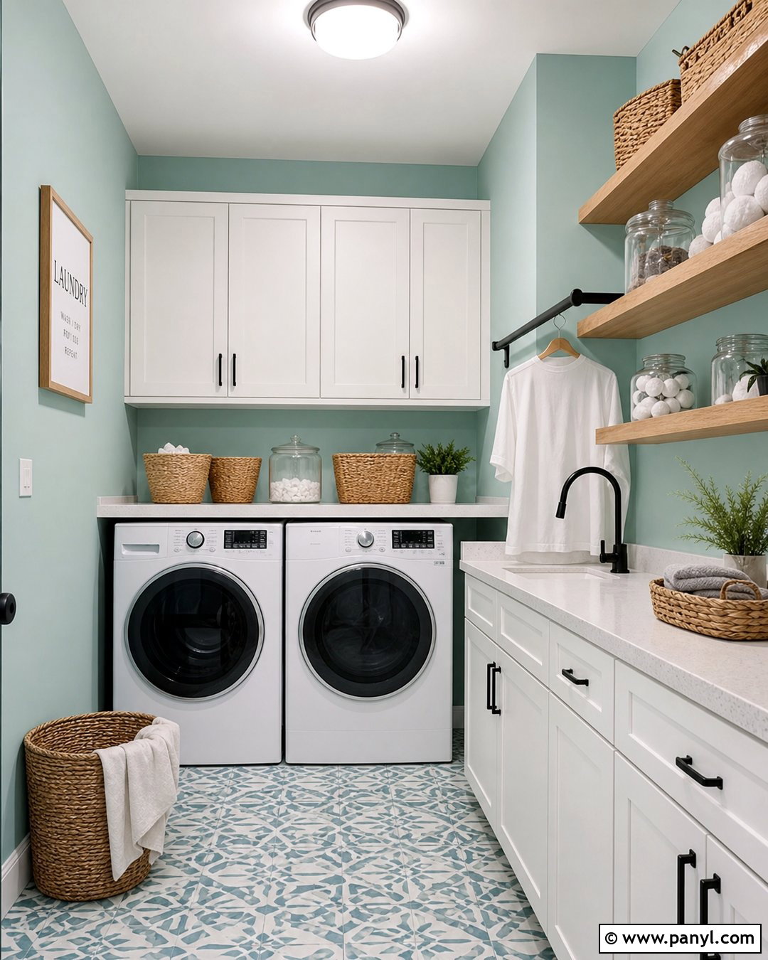 Pastel Aqua Laundry Room - 35 Pastel Wall Color Ideas