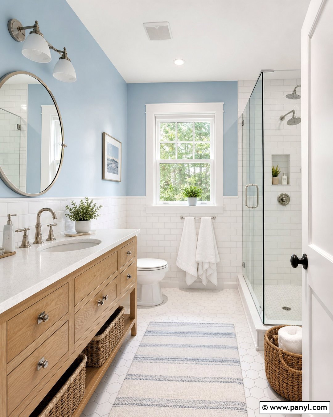 Pastel Blue Bathroom With White Tile - 30 pastel blue wall ideas