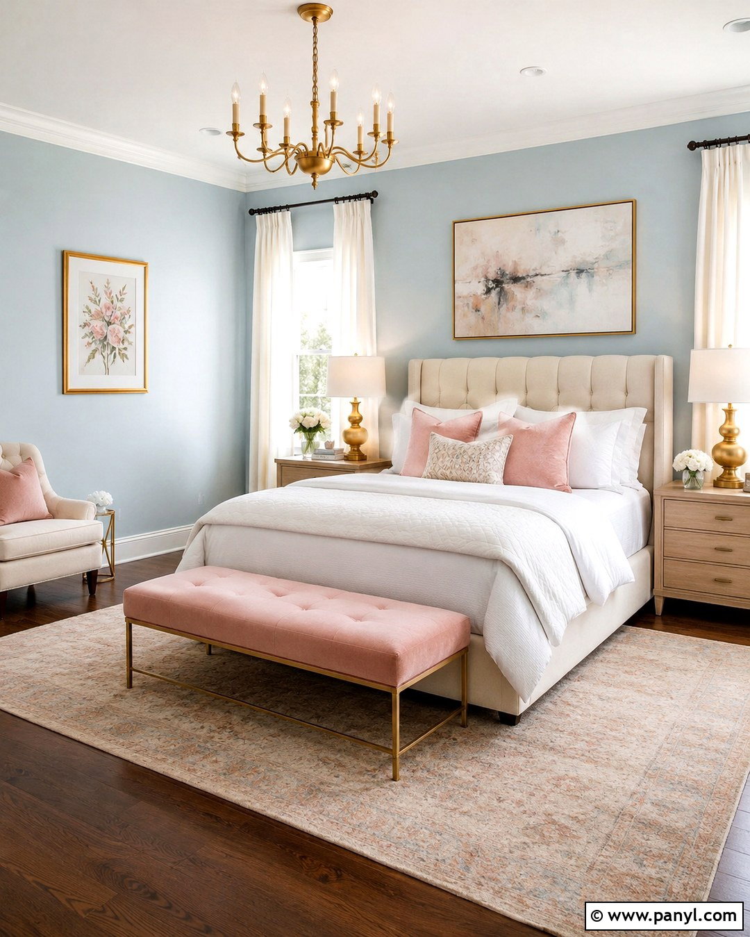 Pastel Blue Bedroom With Blush Pink Decor - 20 Pastel Blue Wall Color Ideas