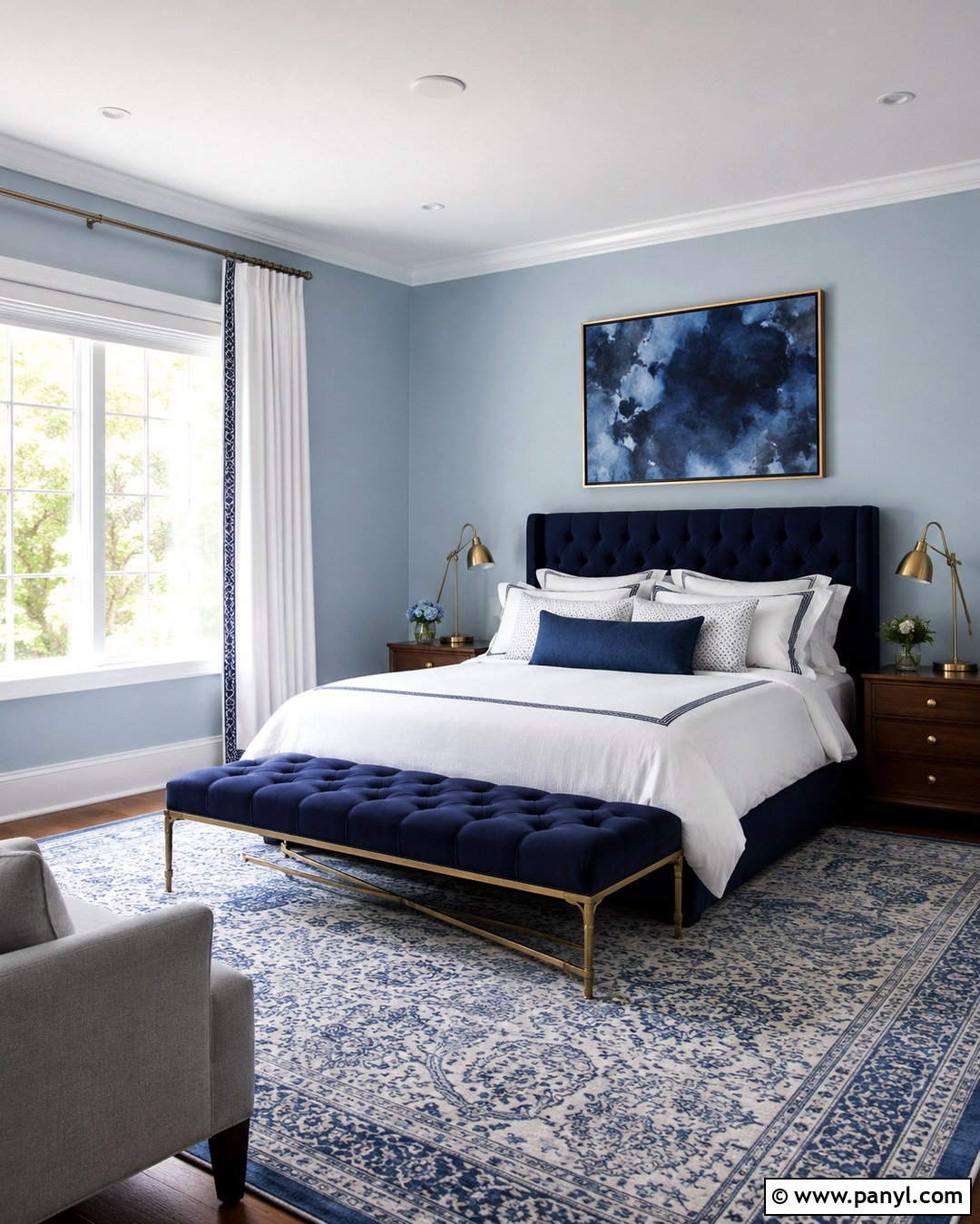 Pastel Blue Bedroom With Navy Accents - 20 Pastel Blue Wall Color Ideas