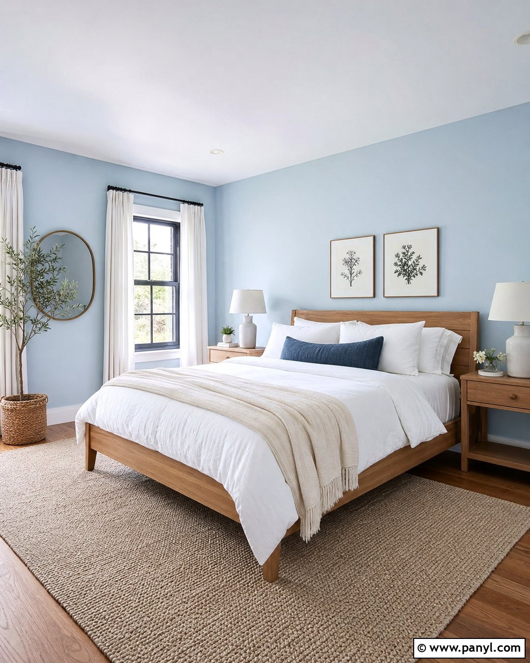 Pastel Blue Bedroom With White Bedding - 30 pastel blue wall ideas