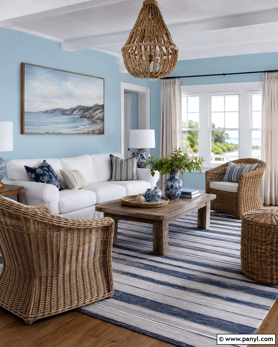 Pastel Blue Coastal Living Room - 20 Pastel Blue Wall Color Ideas