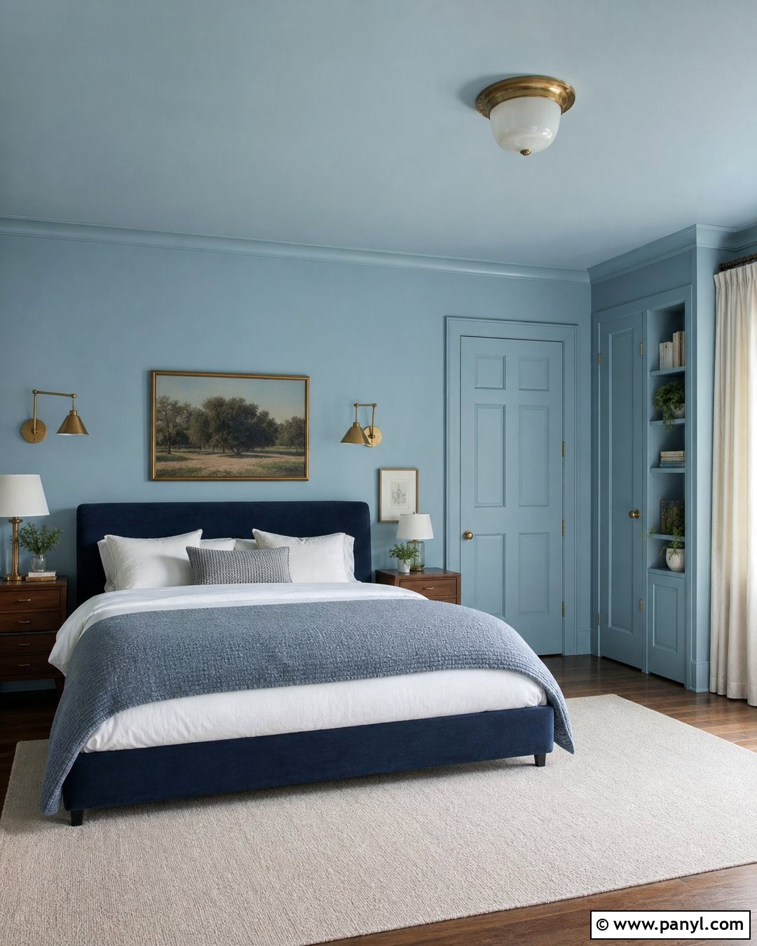 Pastel Blue Color Drenched Bedroom - 35 Pastel Wall Color Ideas