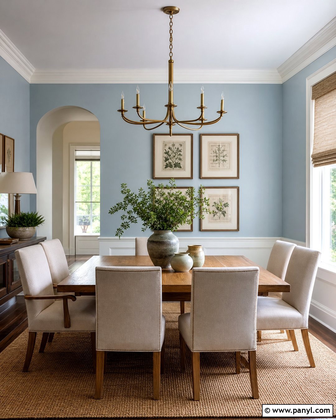 Pastel Blue Dining Room With Wood Furniture - 30 pastel blue wall ideas