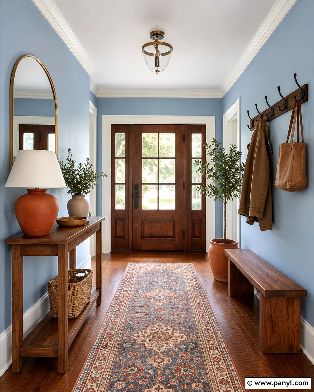 Pastel Blue Entryway With Terracotta Decor - 20 Pastel Blue Wall Color Ideas