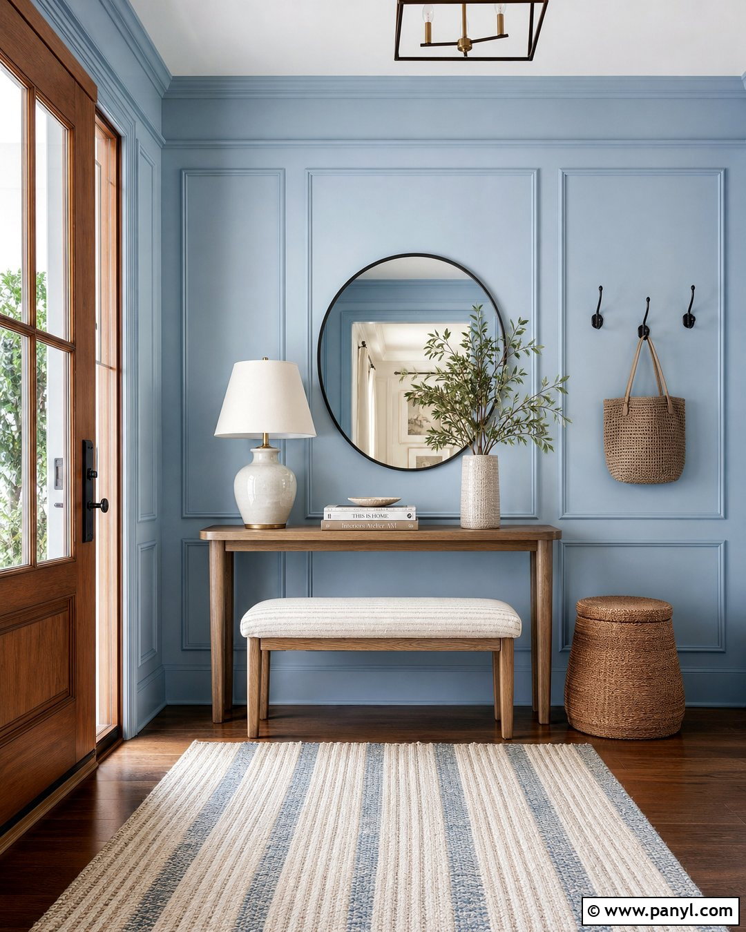 Pastel Blue Entryway With Wall Paneling - 30 pastel blue wall ideas