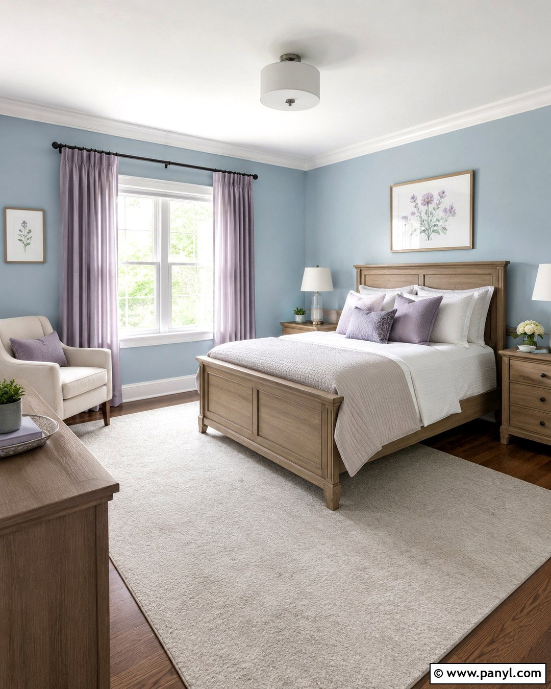 Pastel Blue Guest Room With Lavender Decor - 20 Pastel Blue Wall Color Ideas
