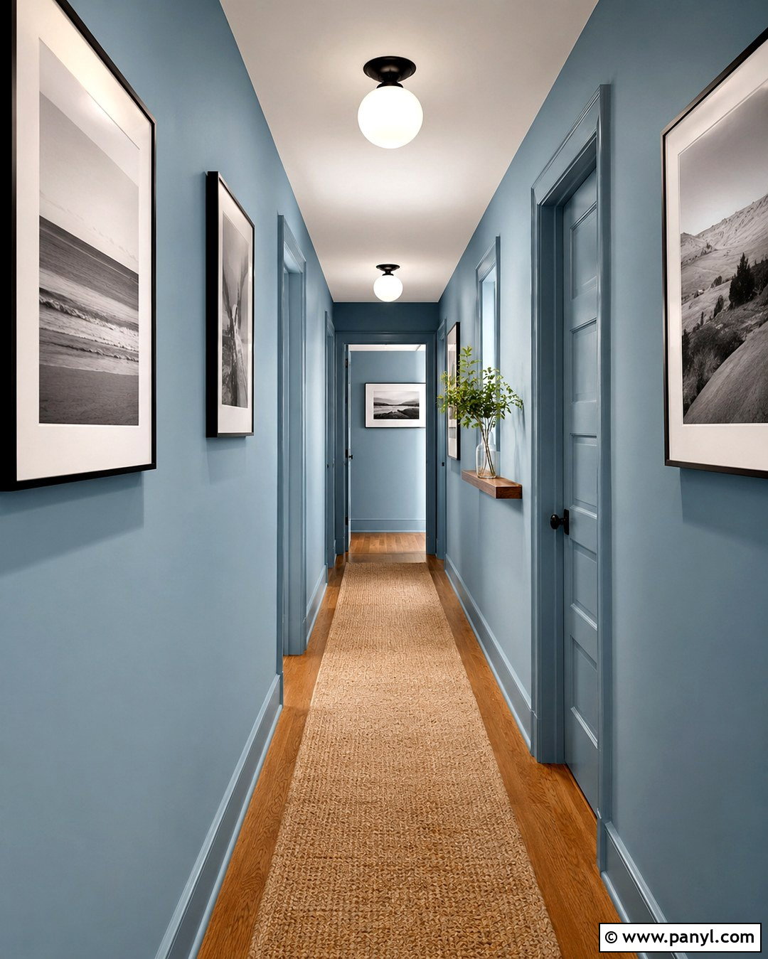 Pastel Blue Hallway With Matching Trim - 20 Pastel Blue Wall Color Ideas
