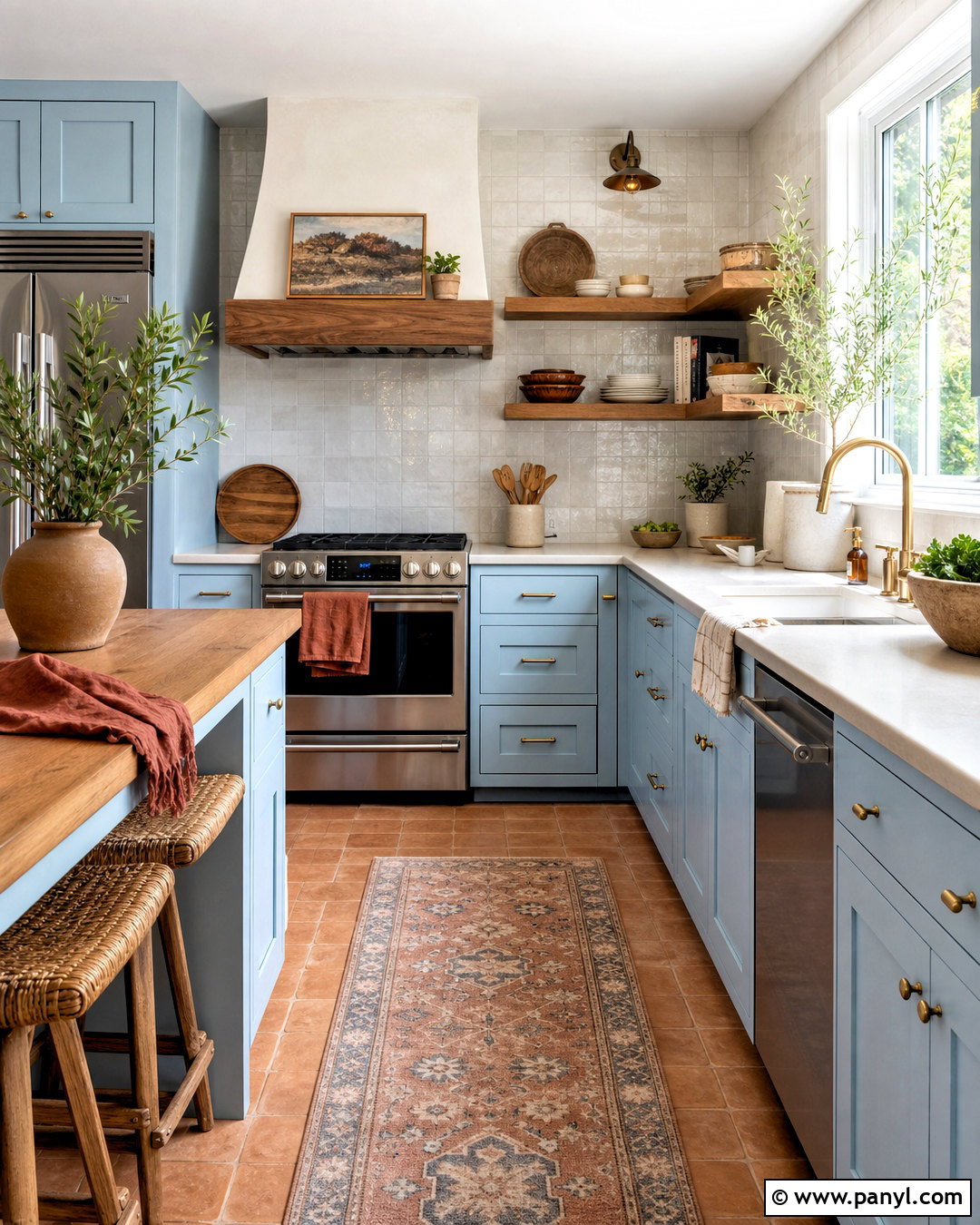 Pastel Blue Kitchen With Terracotta Accents - 20 pastel blue kitchen ideas
