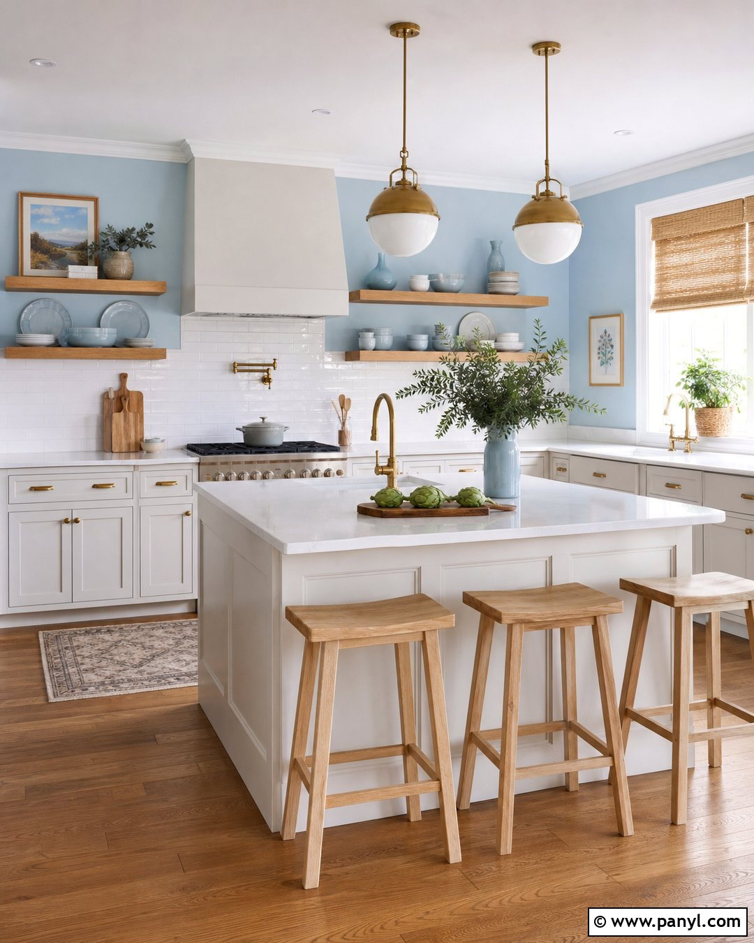 Pastel Blue Kitchen With White Cabinets - 30 pastel blue wall ideas