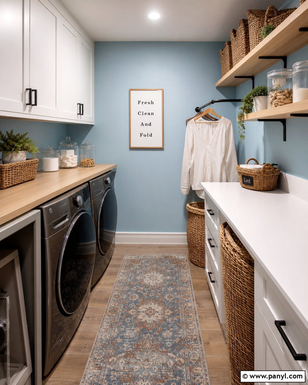 Pastel Blue Laundry Room With White Cabinets - 30 pastel blue wall ideas