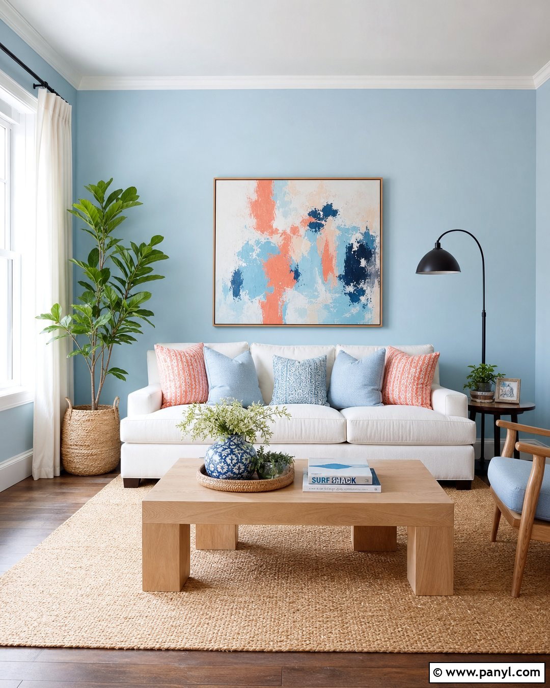 Pastel Blue Living Room With White Furniture - 30 pastel blue wall ideas