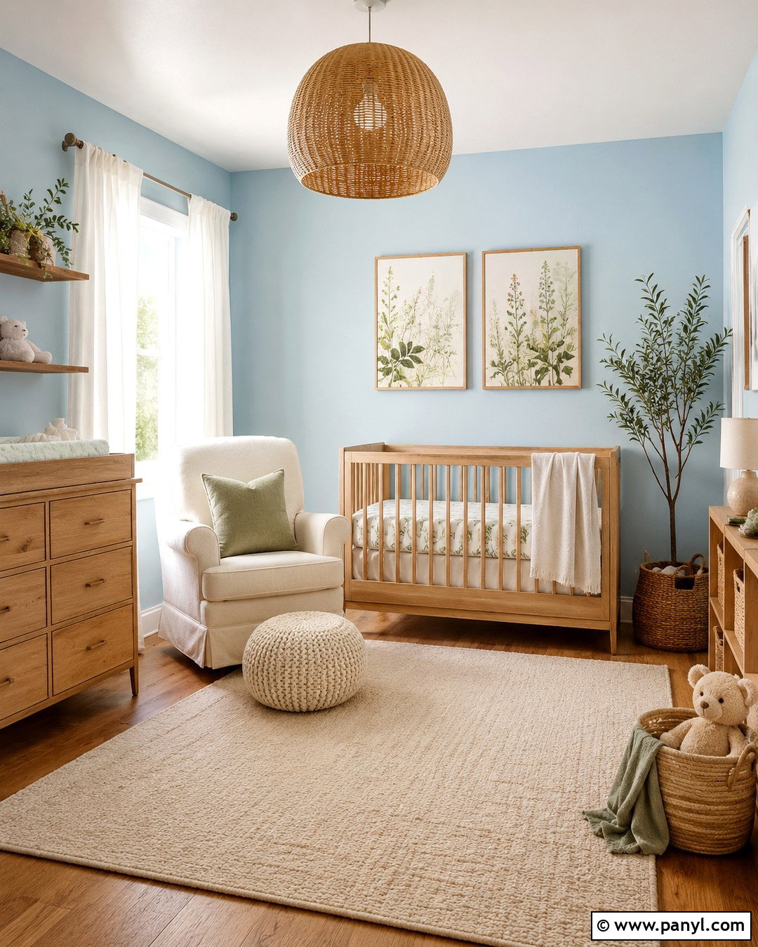 Pastel Blue Nursery With Sage Green Decor - 20 Pastel Blue Wall Color Ideas