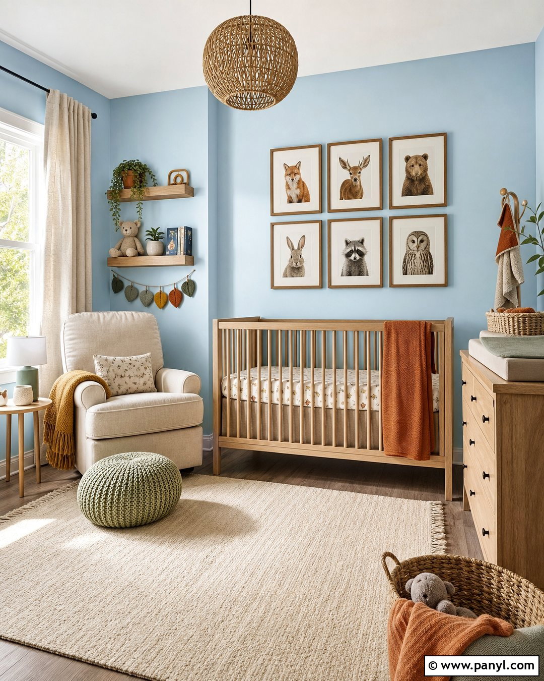 Pastel Blue Nursery With Warm Neutrals - 30 pastel blue wall ideas