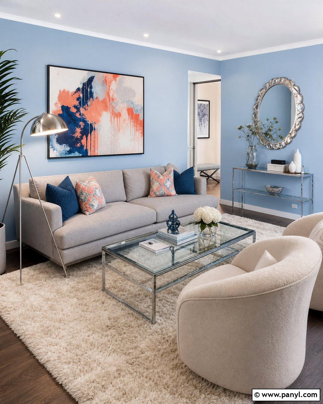 Pastel Blue Walls With Chrome Accents - 30 pastel blue wall ideas