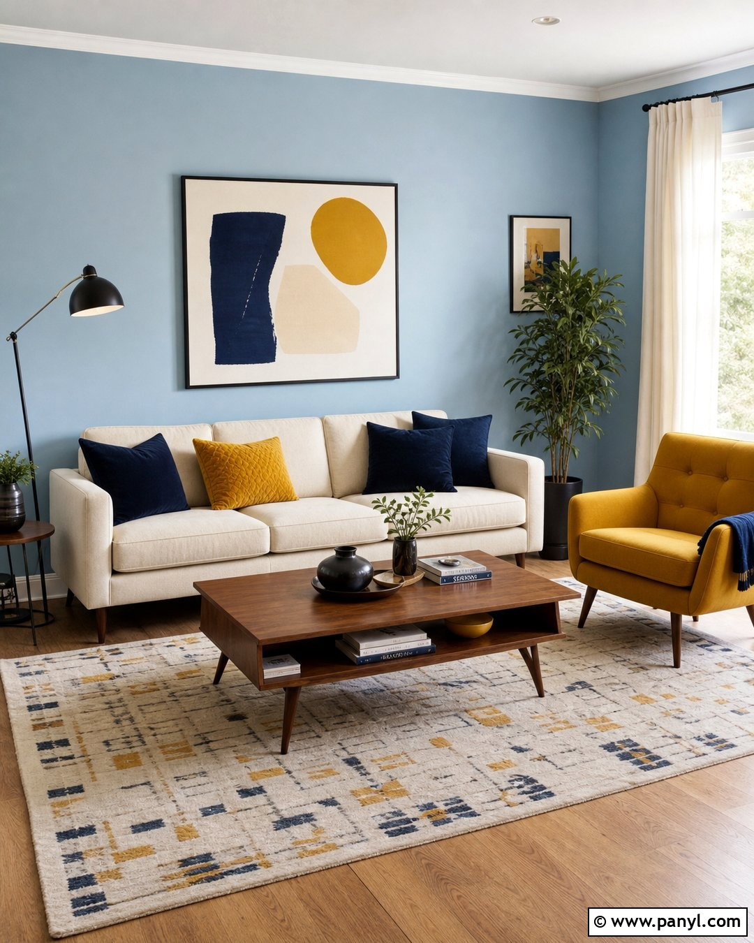 Pastel Blue Walls With Mustard Yellow - 30 pastel blue wall ideas