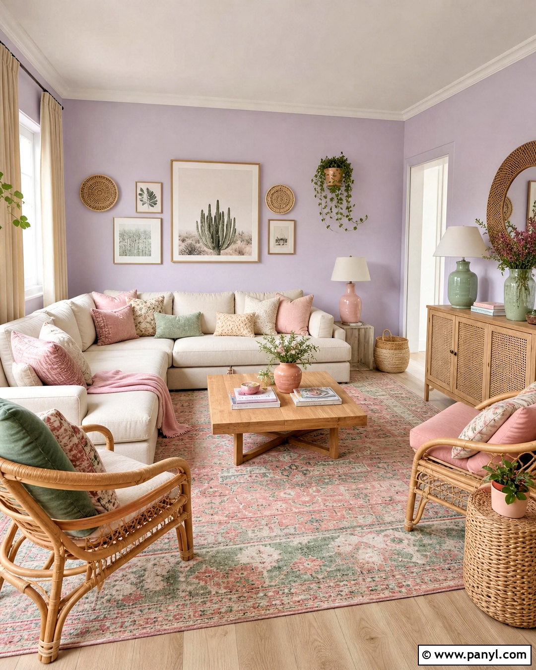 Pastel Boho Living Room - 20 pastel color interior design ideas