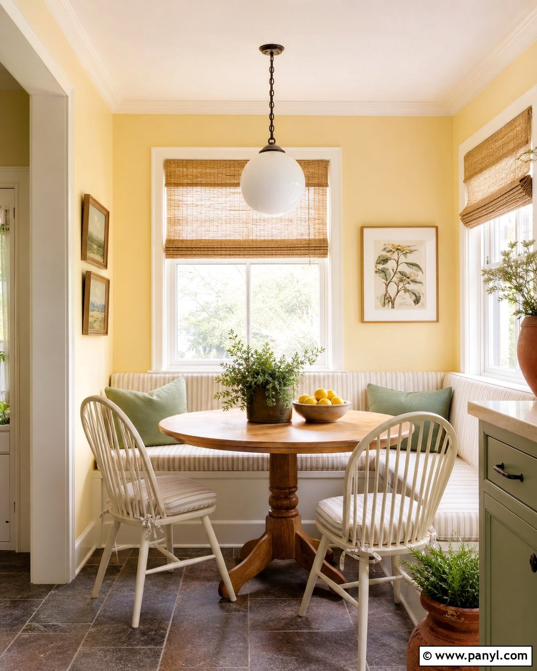 Pastel Butter Yellow Breakfast Nook - 30 pastel wall paint ideas