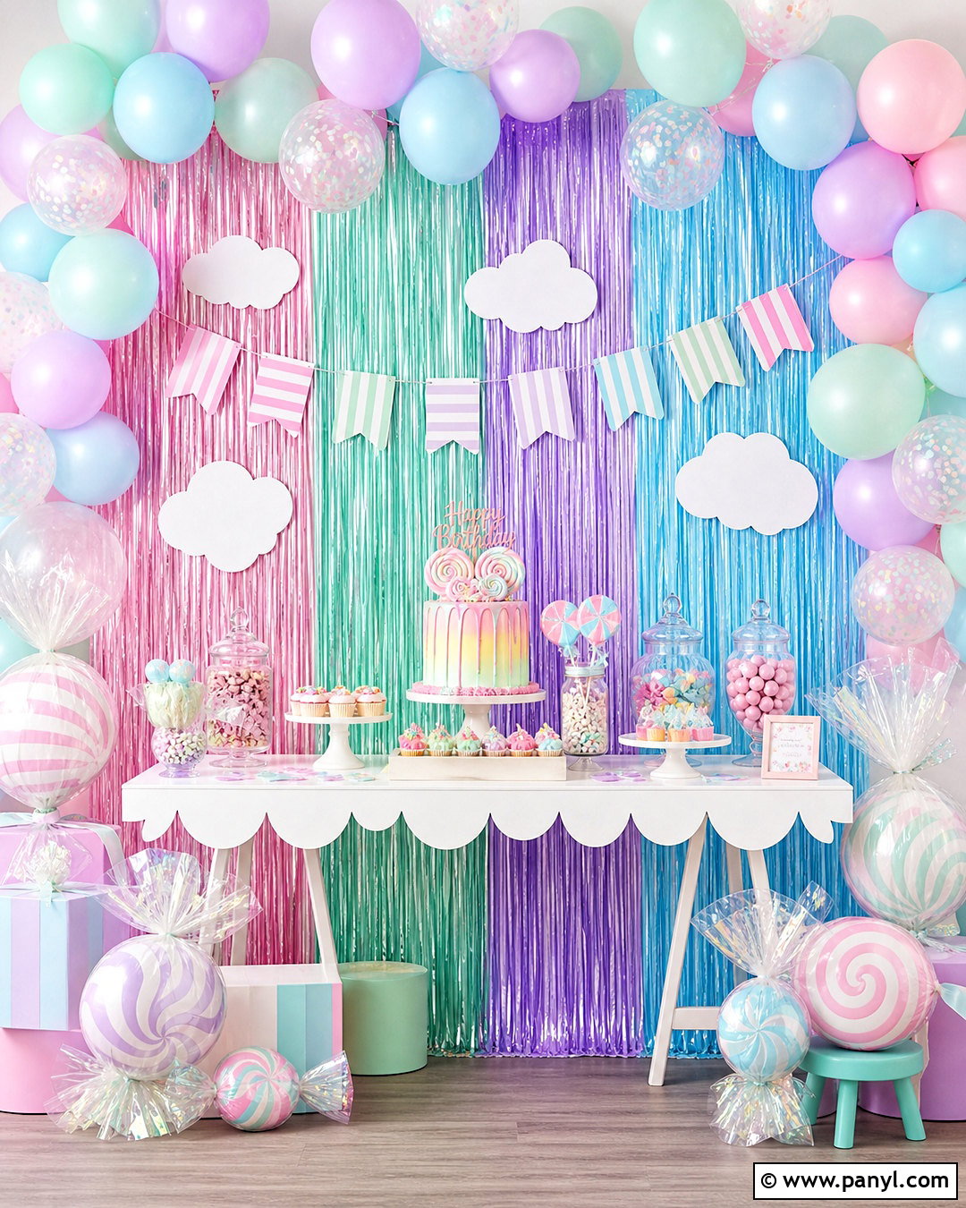 Pastel Candy Foil Curtain Backdrop - 20 foil curtain backdrop ideas birthday ideas