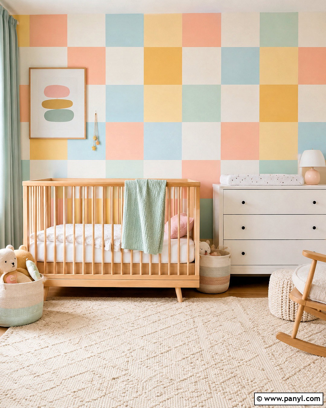 Pastel Checkerboard Nursery Wall - 20 checkerboard wall ideas